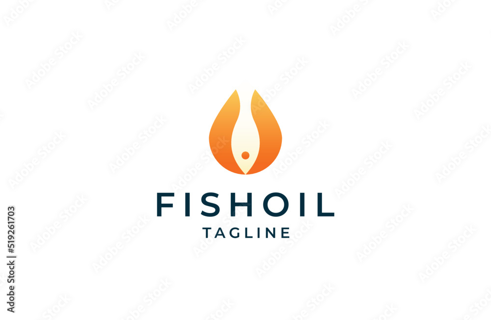 Fish Oil logo icon design template flat vector illustration