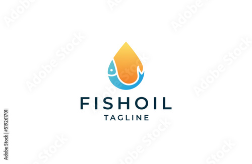 Fish Oil logo icon design template flat vector illustration