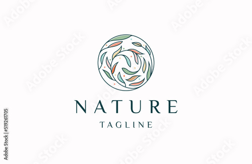 Luxurious Nature floral leaf ornament logo icon design template. Gold, elegant, beauty, spa, yoga, cosmetic product, modern vector illustration