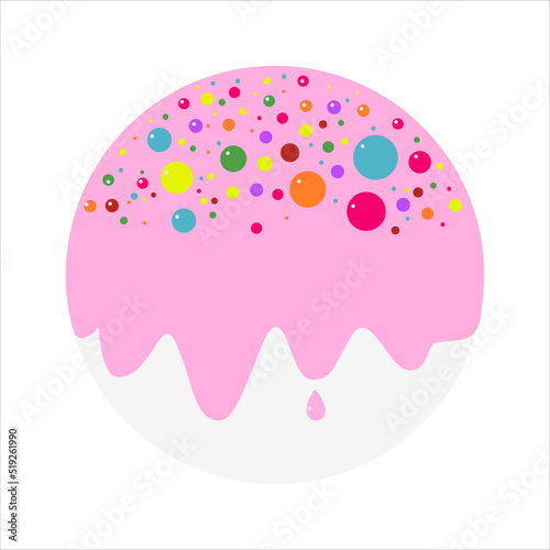 donut with pink glaze. donut icon, vector illustration in flat style. Vector illustration
