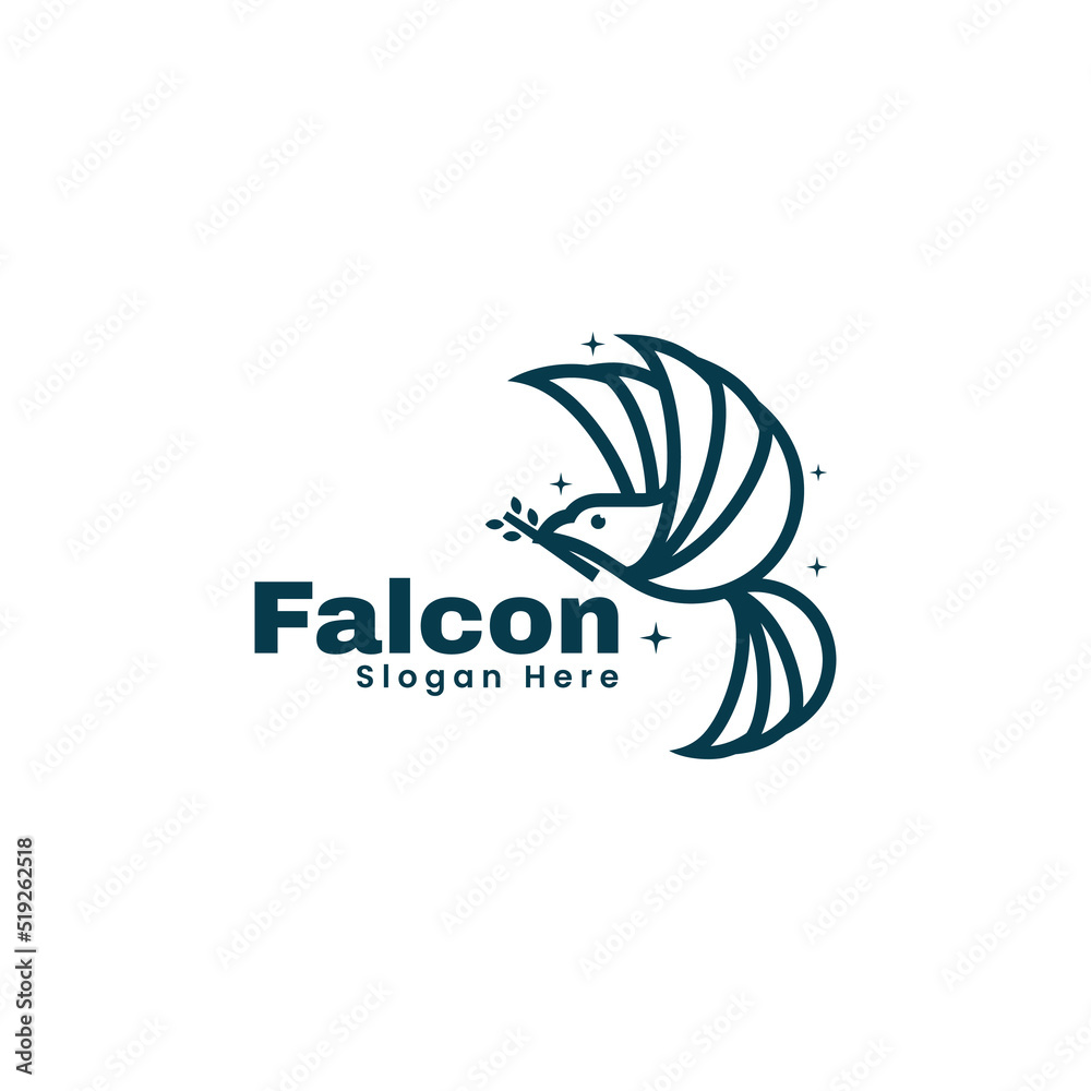 Vector Logo Illustration Falcon Line Art Style. Vector Logo Illustration Falcon Line Art Style.
