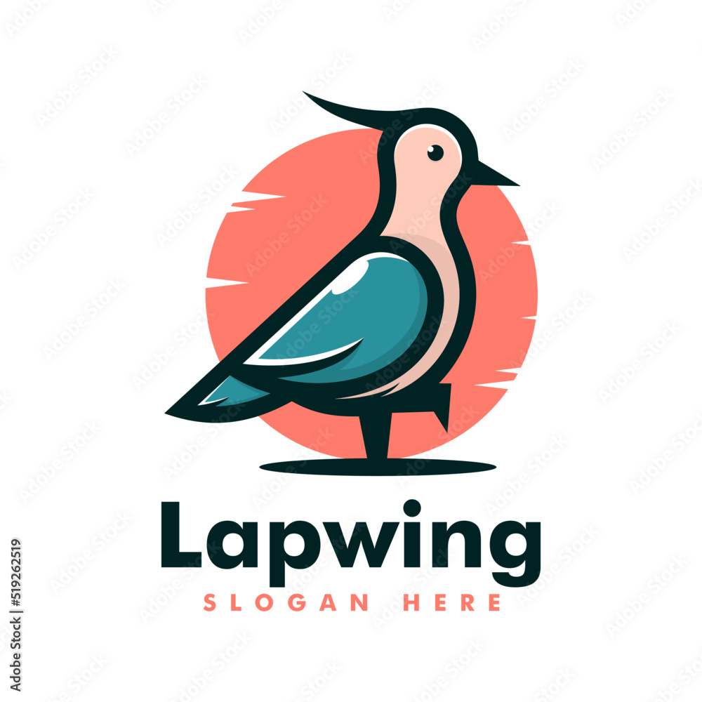 Obraz premium Vector Logo Illustration Lapwing Simple Mascot Style.