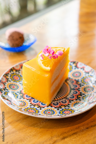 orange cake on beautiful plate