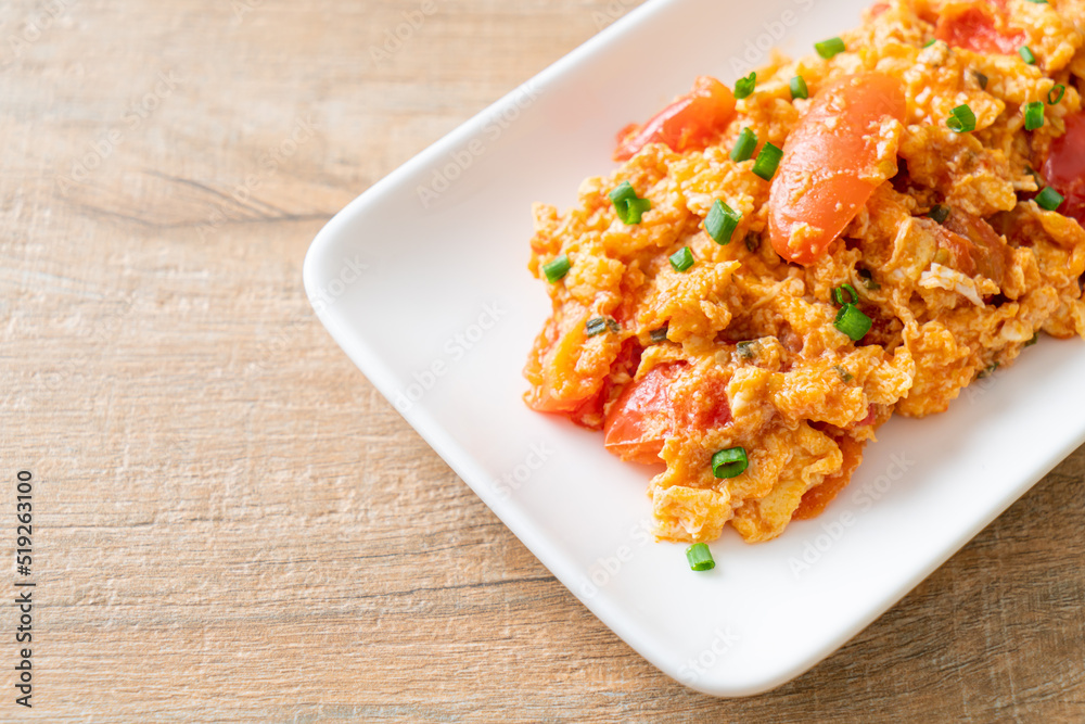 Stir-fried tomatoes with egg or Scrambled eggs with tomatoes Stir-fried tomatoes with egg or Scrambled eggs with tomatoes