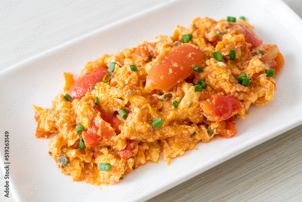 Stir-fried tomatoes with egg or Scrambled eggs with tomatoes Stir-fried tomatoes with egg or Scrambled eggs with tomatoes