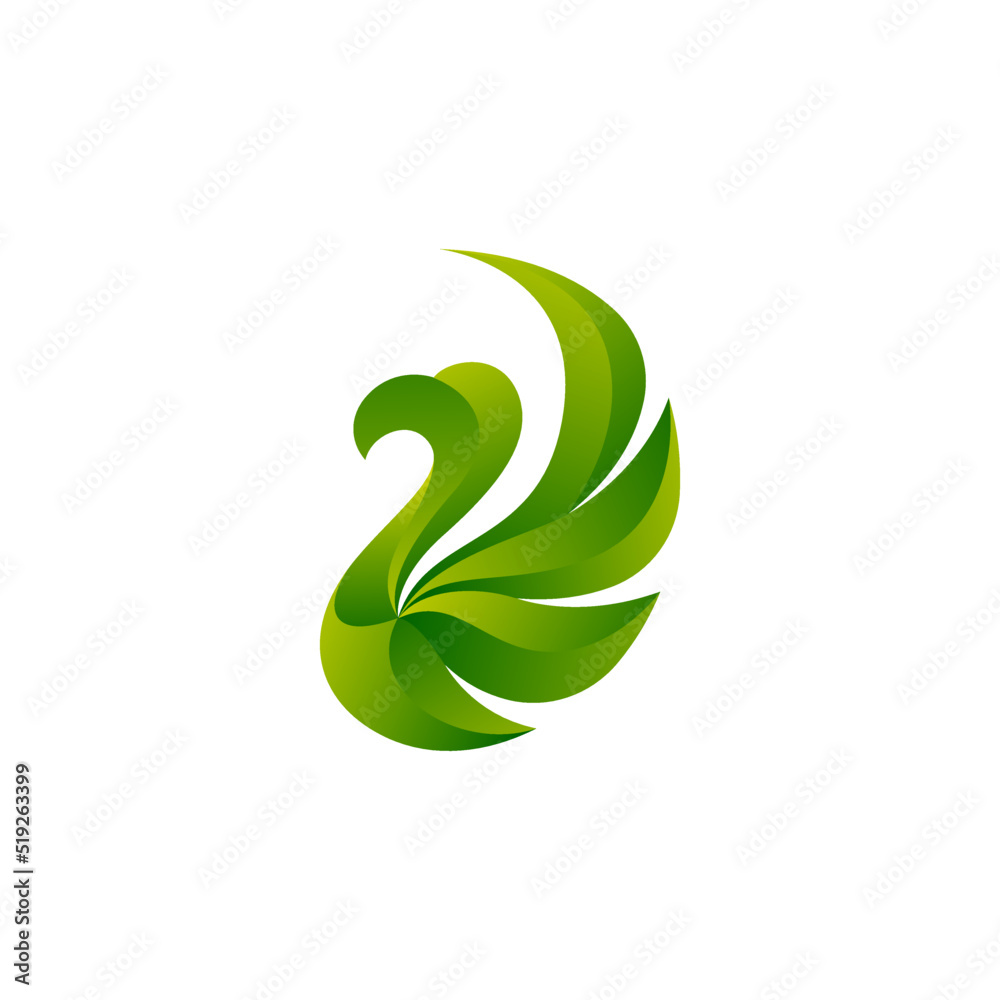 bird logo. Green nature elegant stork logo