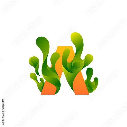 A letter logo abstract seaweed grass. A initial logo (ID: 519263365)