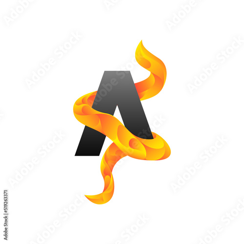 A letter logo abstract fire ribbon. A initial logo (ID: 519263371)