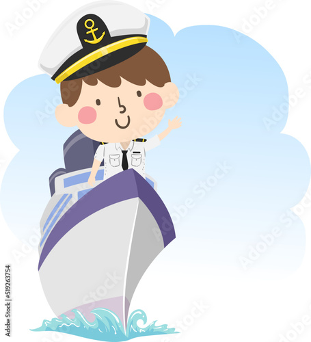 Kid Boy Cruise Ship Captain...