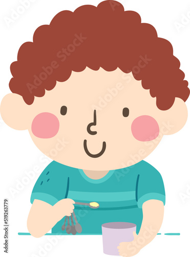 Kid Boy Measure Teaspoon Il...