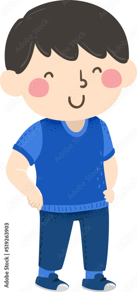 Kid Boy Wears Blue Outfit Illustration