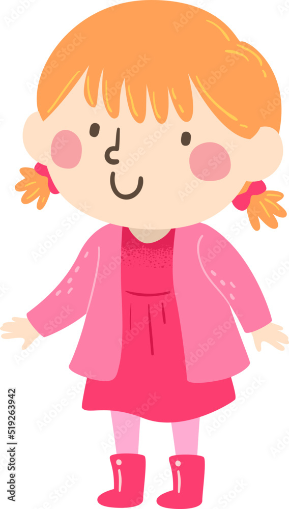 Kid Girl Wears Pink Outfit Illustration Kid Girl Wears Pink Outfit Illustration