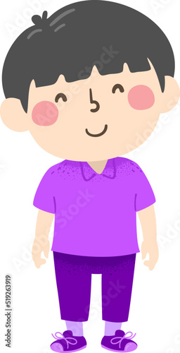 Kid Boy Wears Purple Outfit...
