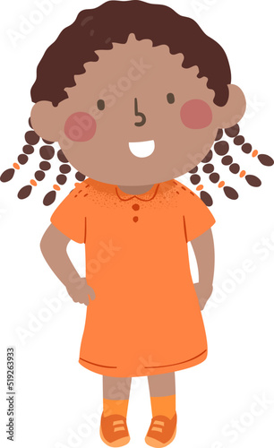 Kid Girl Wears Orange Outfi...