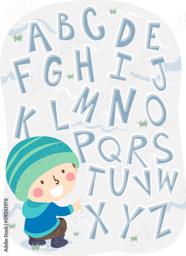 Kid Boy Snow Alphabet Letters Illustration