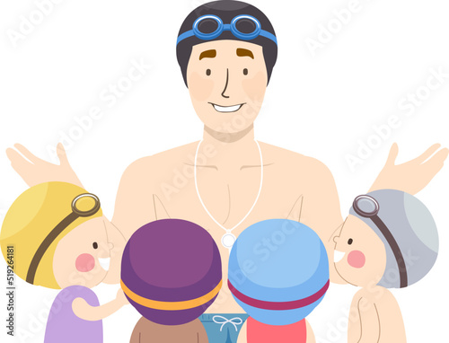 Kids Coach Man Swimmer Talk...