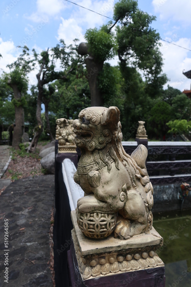 golden stone lions on the road design for solemn concept golden stone lions on the road design for solemn concept