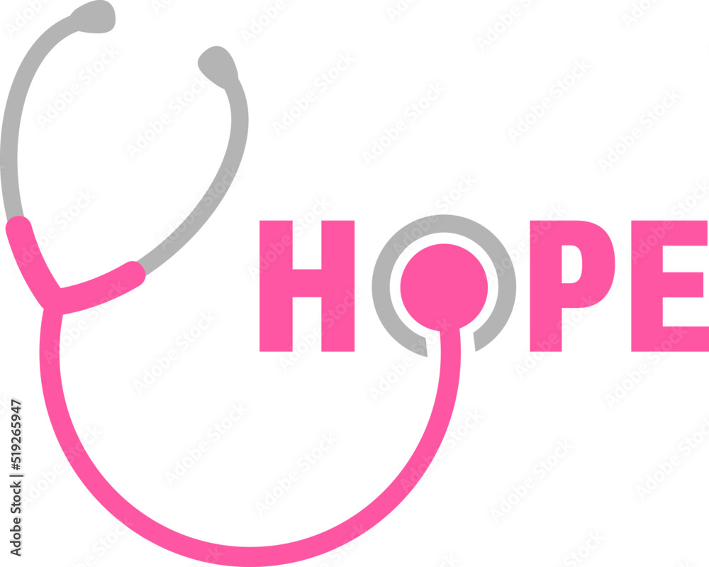 Hope design with stethoscope. Breast Cancer Awareness Month Campaign. For poster, banner and t-shirt. Vector Illustration. Hope design with stethoscope. Breast Cancer Awareness Month Campaign. For poster, banner and t-shirt. Vector Illustration.