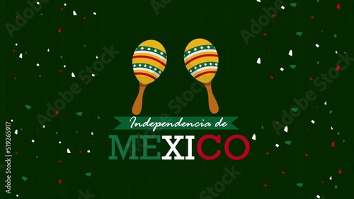 independencia de mexico lettering with maracas