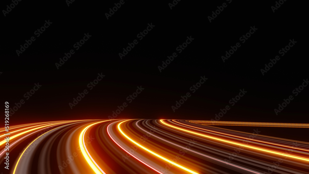 3d render of flash neon and light glowing on dark scene. Speed light moving lines. 3d render of flash neon and light glowing on dark scene. Speed light moving lines.