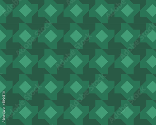 Geometric abstract seamless pattern, with green monochrome color combination. Background