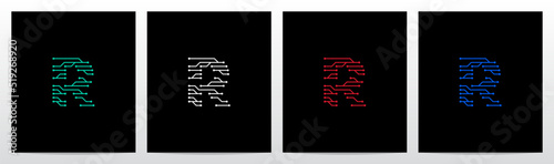 Circuit Lines Nodes Forming Letter Logo Design R