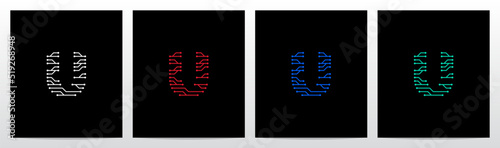 Circuit Lines Nodes Forming Letter Logo Design U