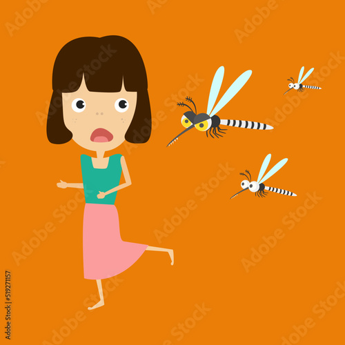 mosquito carrier of dengue virus, zika virus, malaria. mosquitoes control concept. vector illustration