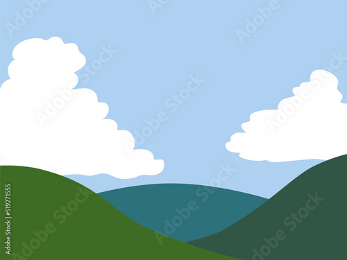 シンプルな夏の山景色と入道雲