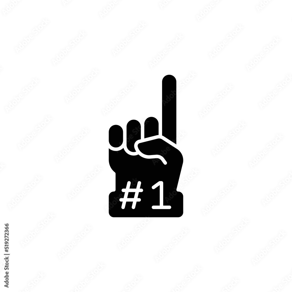 Fototapeta premium Number 1 foam glove icon. Simple solid style. Fan logo hand with finger up. glyph vector illustration isolated on white background. EPS 10.