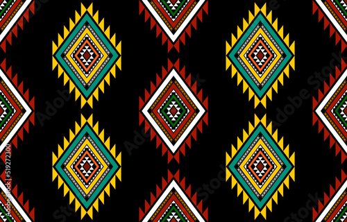 Geometric ethnic oriental seamless pattern traditional Design for background,carpet,wallpaper.clothing,wrapping,Batik fabric,Vector illustration.embroidery style - Sadu, sadou, sadow or sado