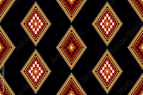 Geometric ethnic oriental seamless pattern traditional Design for background,carpet,wallpaper.clothing,wrapping,Batik fabric,Vector illustration.embroidery style - Sadu, sadou, sadow or sado