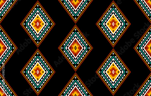 Geometric ethnic oriental seamless pattern traditional Design for background,carpet,wallpaper.clothing,wrapping,Batik fabric,Vector illustration.embroidery style - Sadu, sadou, sadow or sado