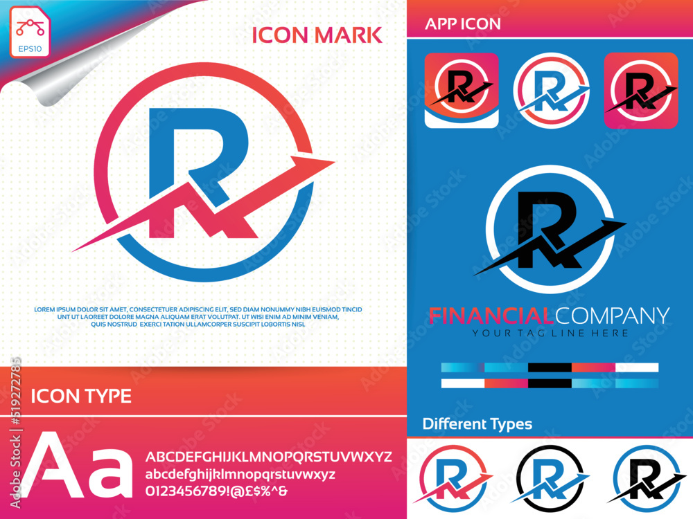 letter R financial and accounting vector logo design Stock Vector ...