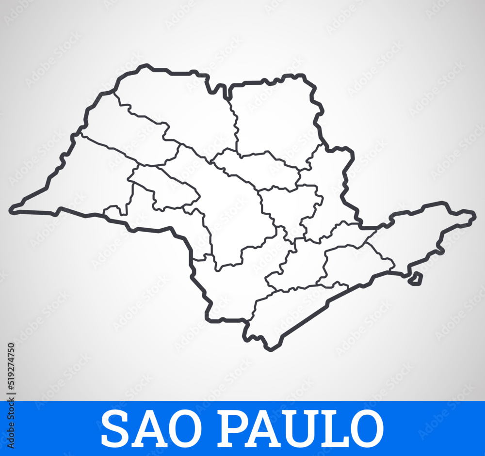 Simple outline map of Sao Paulo, Brazil. Vector graphic illustration.