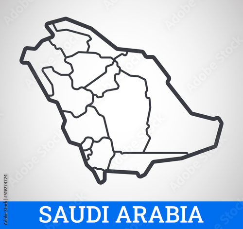 Simple outline map of Saudi Arabia with provinces. Vector graphic illustration. photo