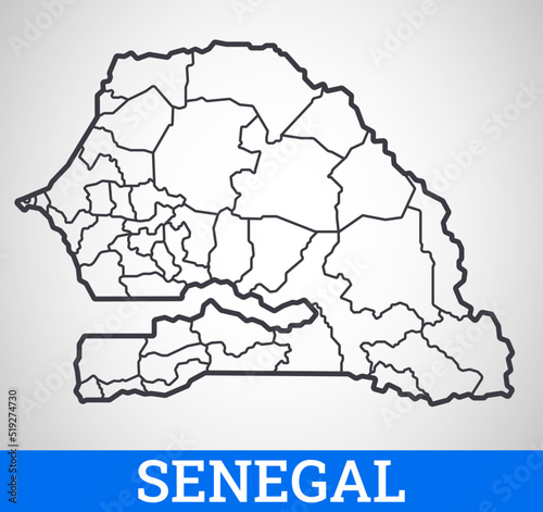 Simple outline map of Senegal. Vector graphic illustration.