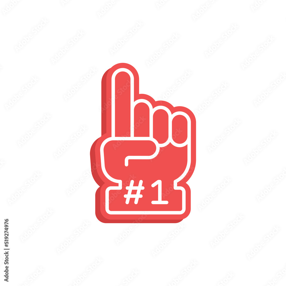 Number 1 foam glove icon. Simple flat style. Fan logo hand with finger up. Vector illustration isolated on white background. EPS 10. Number 1 foam glove icon. Simple flat style. Fan logo hand with finger up. Vector illustration isolated on white background. EPS 10.