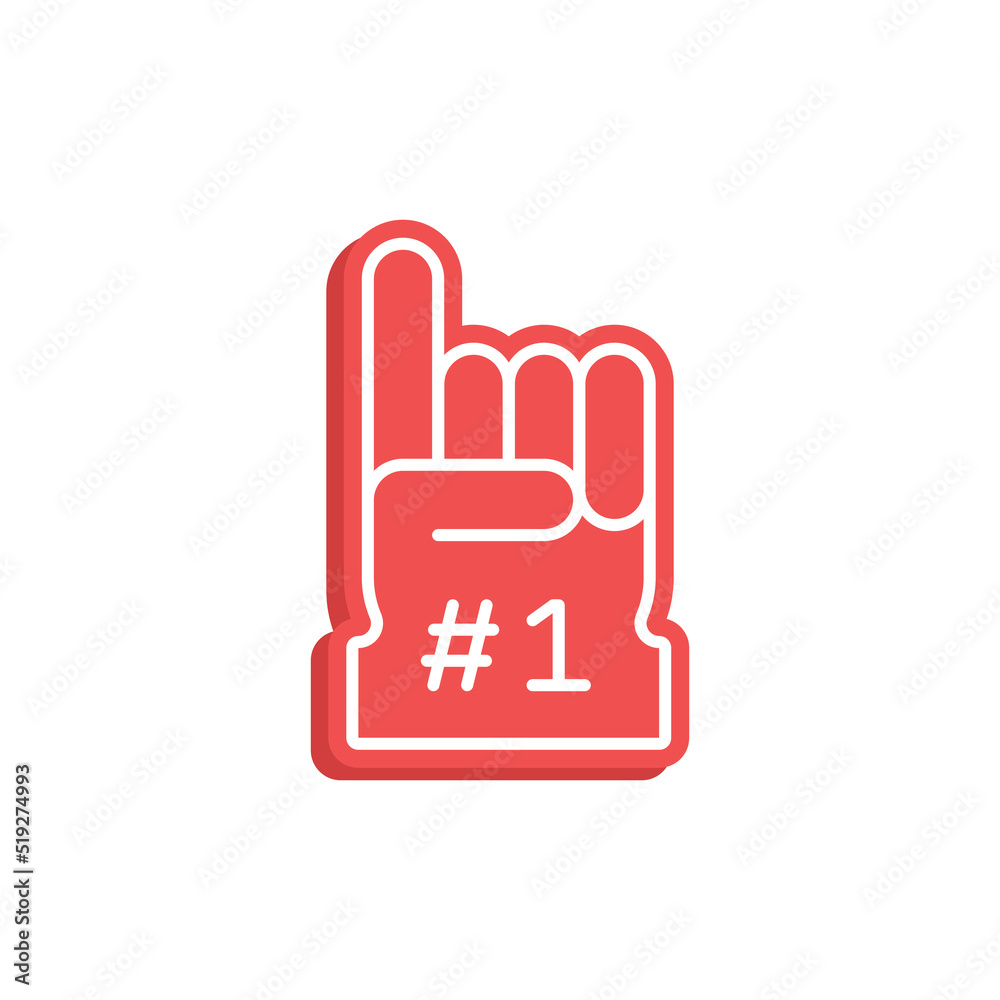 Number 1 foam glove icon. Simple flat style. Fan logo hand with finger up. Vector illustration isolated on white background. EPS 10. Number 1 foam glove icon. Simple flat style. Fan logo hand with finger up. Vector illustration isolated on white background. EPS 10.