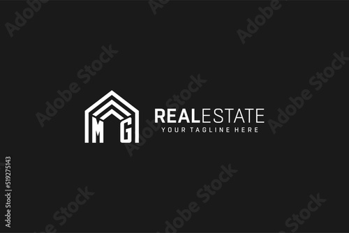 Letter MG house roof shape logo, creative real estate monogram logo style