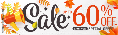 Up to sixty percent off autumn sale offer banner