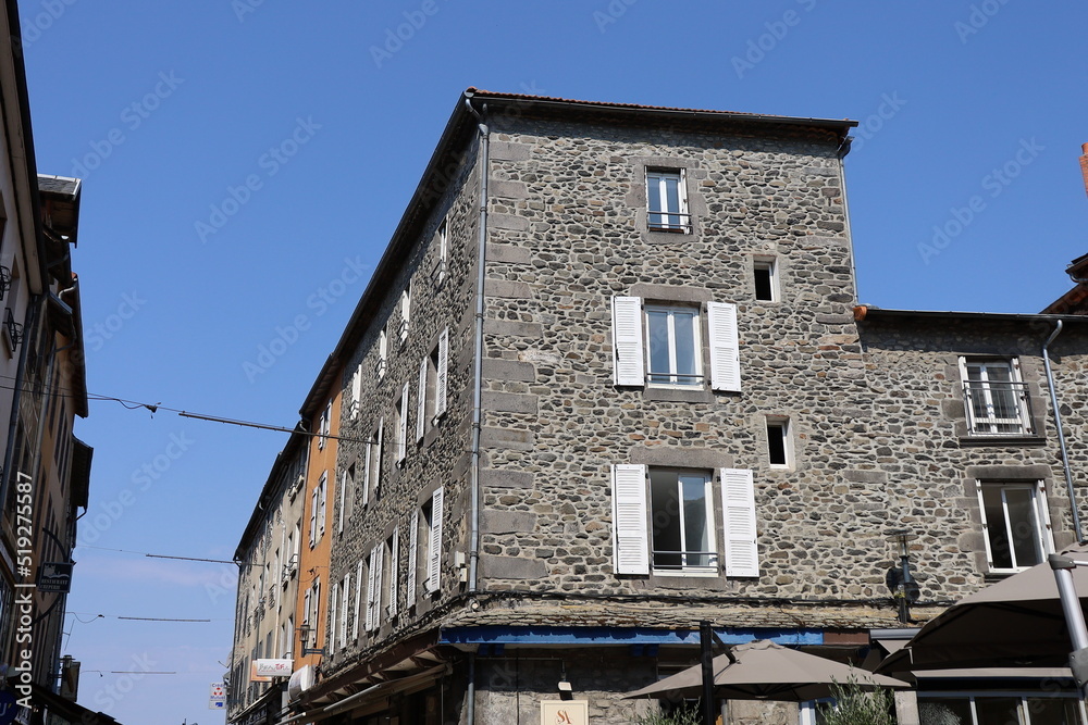 Maison typique du Cantal, vue de l'extérieur, ville de Saint Flour, département du Cantal, France