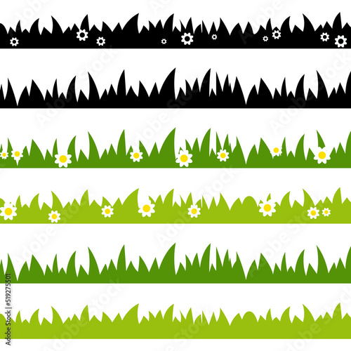 Silhouette grass. Flat vector illustration isolated on white background.