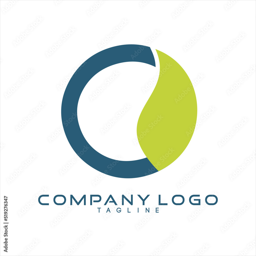 Abstract letter C, O design logo vector with leaves