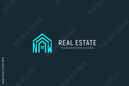 Initial letter NW roof logo real estate with creative and modern logo style photo