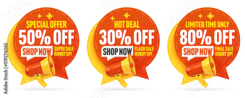 Special offer 50, 30, 80 percent off hot deal sticker set