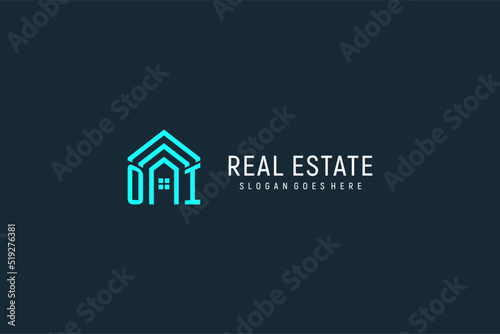 Initial letter OI roof logo real estate with creative and modern logo style photo