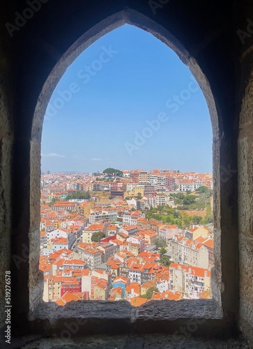 View of Lisbon through castle window