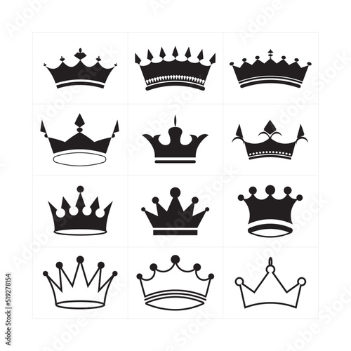 crown icons set. Crown symbols vector.