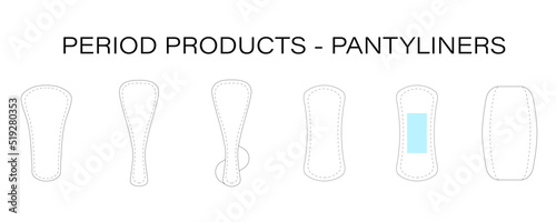 Period Products Different Types of Pantyliners for Different Types of Underwear in a Minimalist Lineart Style